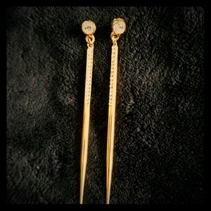 Faux Diamond Spiked Gold Pierced Earrings